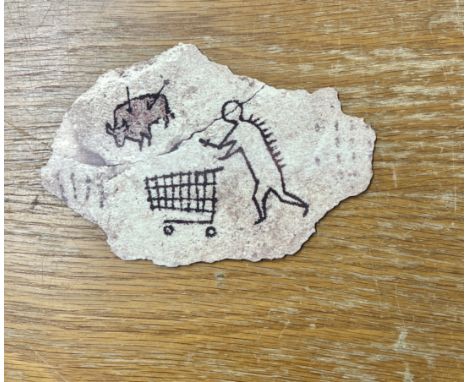 After Banksy, British b.1974- Peckham Rock Postcard, lithograph on wooden postcard, produced by the British Museum with the p