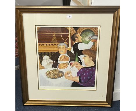 Beryl Cook (1926-2008), Dining in Paris, Lithograph 2001, Signed and mounted and framed, 532/650 Mount 72.5cm x 80cm Lithogra