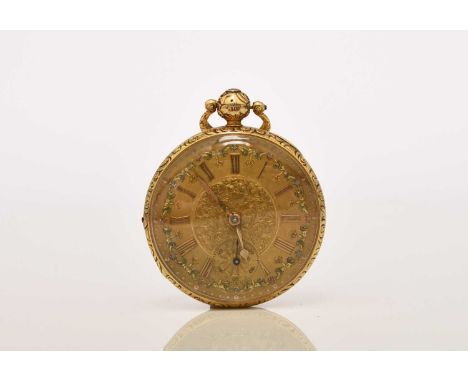 An 18ct gold open face pocket watchDate: Circa 1912Movement: Full plate fusee lever, numbered 10351, engraved cock, with dust