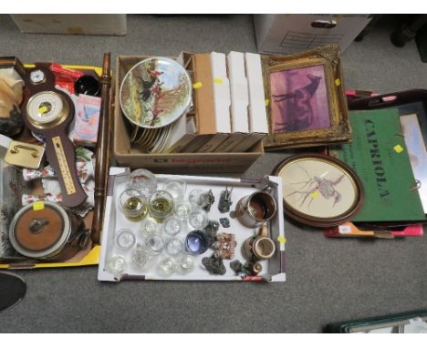 Four boxes of sundries to include an enamel sign, collectors plates etc