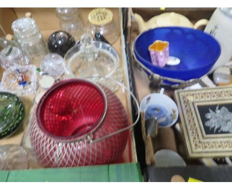 Two trays of ceramic and glass to include a limited edition Caithness example etc 