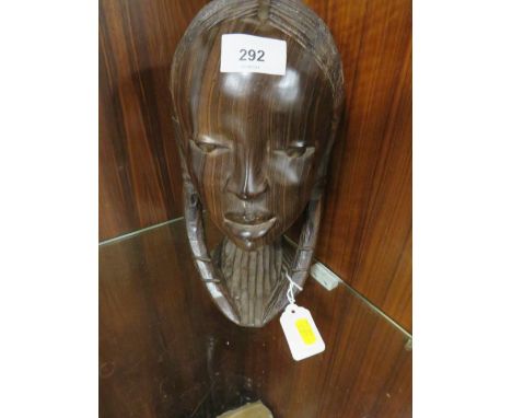 A vintage African ironwood head carving 