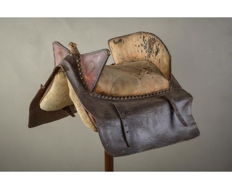 dating: 19th Century provenance: Portugal, Heavy structure, padded with fabric and straw inside. Covered with leather. The se