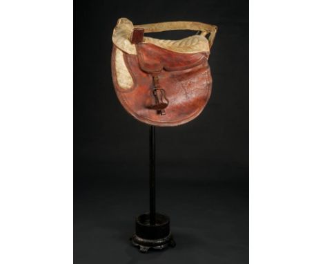 dating: 20th Century provenance: Oklahoma, For a girl. In dark, brown leather and light suede. Right part provided with a met