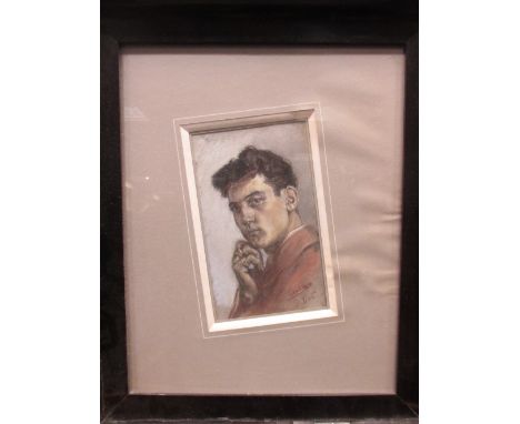 Slade School, male nude, oil on canvas, English School, portrait of a young man, head and shoulders, pastel, indistinclty sig