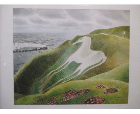 Eric Ravilious (1903-1942), Westbury horse, coloured lithograph, numbered 152/950 with blind stamp, a screenprint, pencil ins