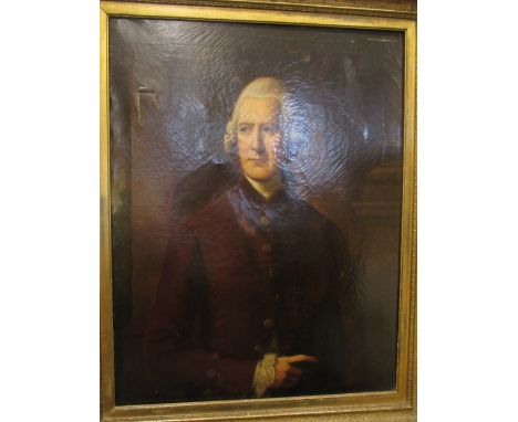 English School, 19th century, portrait of a gentleman in a red jacket and white stock, oil on canvas, 89 x 68cm  