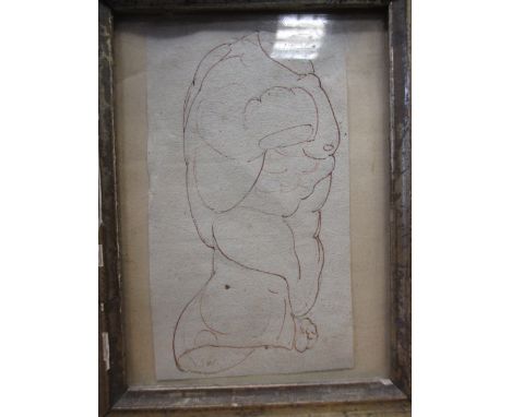 English School (19th century) Five silhouettes framed as one in a black papier mache frame, portrait of a young girl, mid 19t