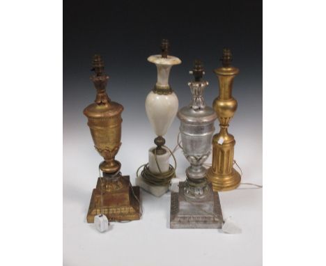 An onyx table lamp and three other decorative lamps (4)  