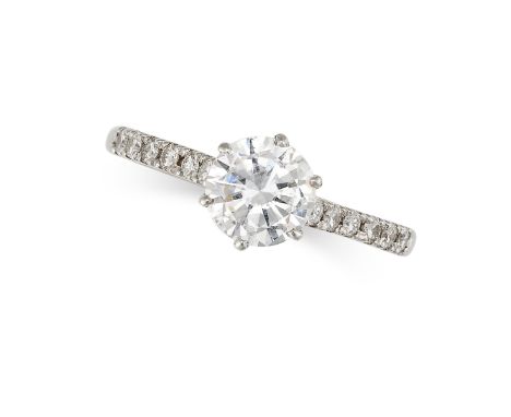 A 1.23 CARAT SOLITAIRE DIAMOND ENGAGEMENT RING in 18ct white gold, set with a round brilliant cut diamond of 1.23 carats acce