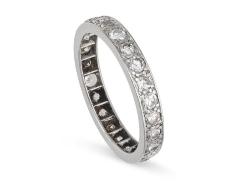 A DIAMOND FULL ETERNITY RING the band set all around with a single row of round cut diamonds, no assay marks, size O1/2 / 7.5