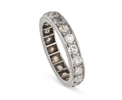 A DIAMOND FULL ETERNITY RING the band set all around with a single row of old cut diamonds, the diamonds all totalling 1.7-1.