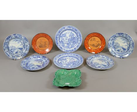 Nine South Yorkshire pottery plates including Brameld, Don and Twigg.