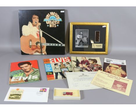 A lot of Elvis Presley memorabilia including an enamel badge for the fan club of Great Britain and Commonwealth, limited edit