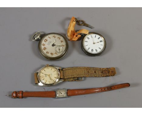 A small lot of collectables; a Smiths empire manual watch with centre seconds, ladies Sanco manual watch, continental silver 