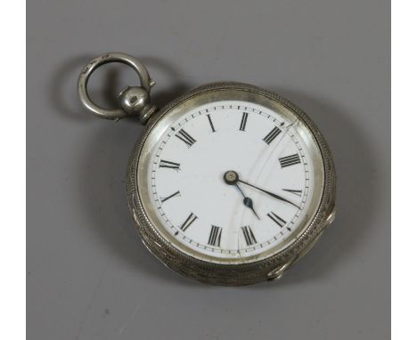A Swiss silver cased fob watch with enamel dial.