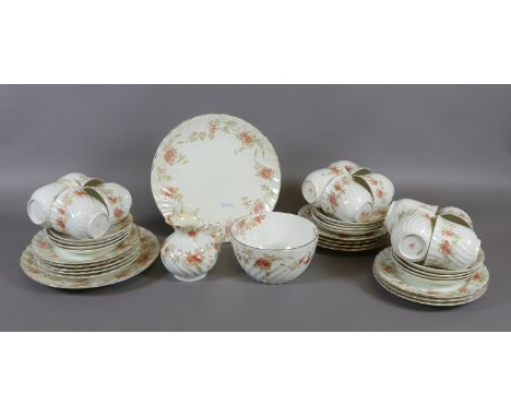 An Edwardian china tea service decorated in the Delft pattern 