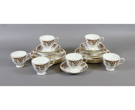 A Colclough bone china part tea service comprising; six cups, six saucers and eight side plates etc.