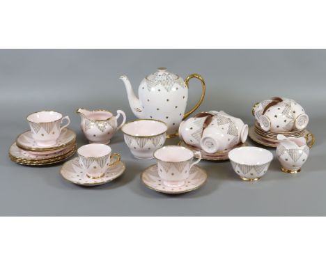 An assembled tea service of matching pattern comprising Royal Vale and Tuscan examples.