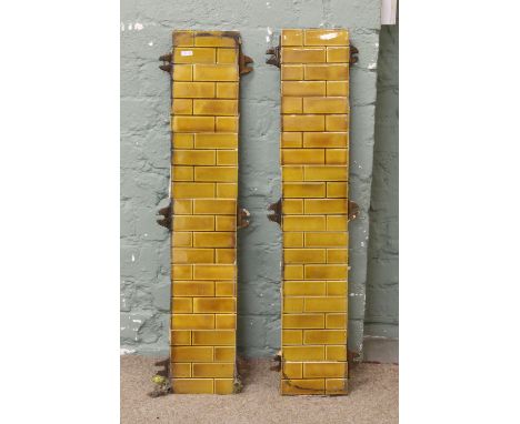 Two Edwardian fireplace tile panels.