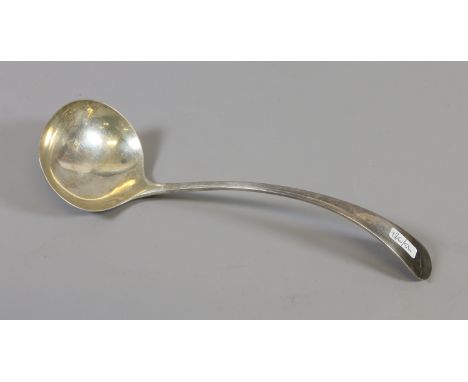 A George V silver soup ladle assayed Sheffield 1928, Atkin Brothers, 228 grams.