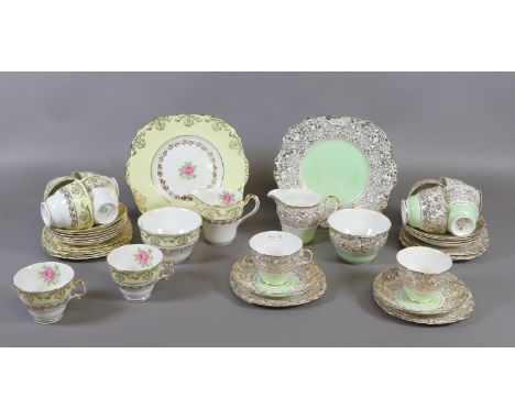 Two bone china part tea services, a Balfour service printed with flowers and gilt decoration and one similar, including cups 