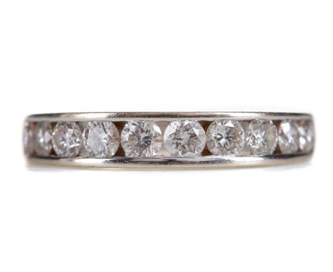 DIAMOND HALF ETERNITY RING,the round brilliant cut diamonds totalling approximately 1.00 carat, in eighteen carat white gold,