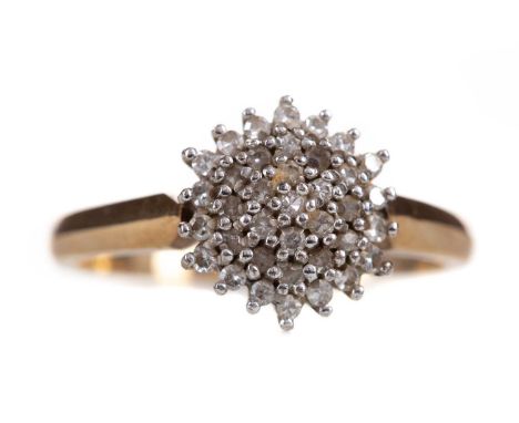 DIAMOND CLUSTER RING,the round brilliant cut diamonds totalling approximately 0.30 carats, in nine carat gold, size M 1/2, 2.