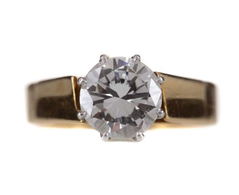 DIAMOND SOLITAIRE RING,the round brilliant cut diamond of approximately 1.80 carats, marked 18CT & PLAT, size M 1/2, 6.7gGene