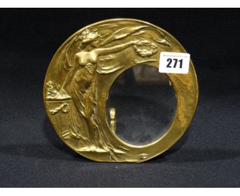 An Art Nouveau Design Brass Circular Photograph Frame