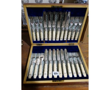 An Excellent Twenty-Four Piece Victorian Fruit Knife & Fork Set Within Original Fitted Case