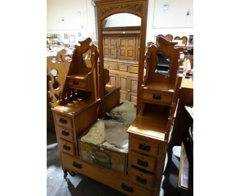 An Edwardian Light Wood Mirrored Dressing Chest