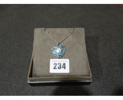 A Clogau Silver & Enamel Heart Shaped Pendant On A Silver Chain