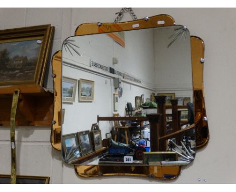 An Art Deco Period Wall Mirror With Pink Tinted Border