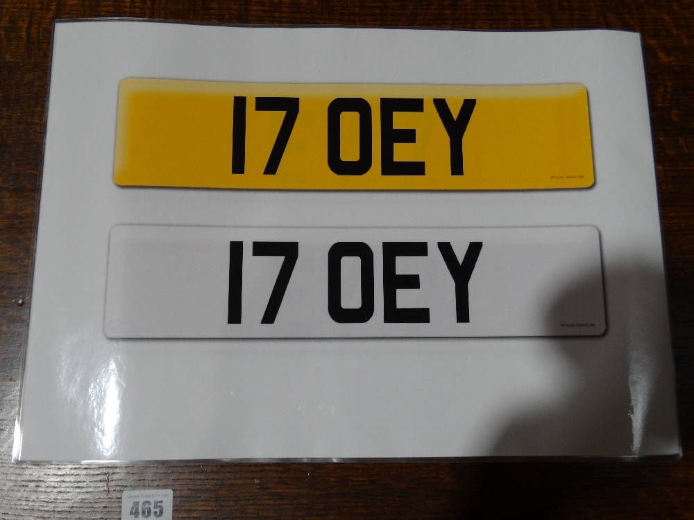 A Rare Motor Vehicle Registration Plate Of Anglesey Interest, 17 OEY ...