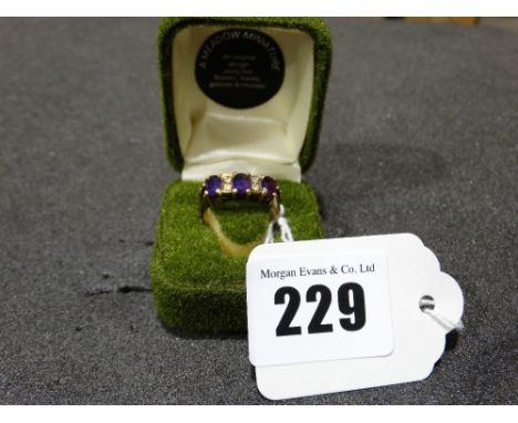 A 9ct Gold Amethyst & Diamond Dress Ring