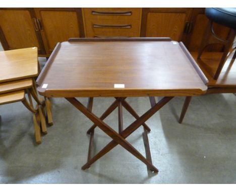 A Stones Patent Cavendish teak folding tray table 