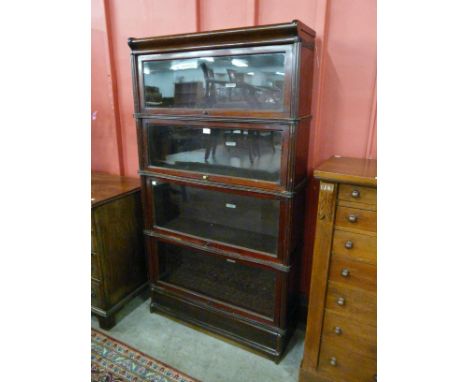 A late 19th Century Globe Wernicke mahogany four tier sectional stacking bookcase 