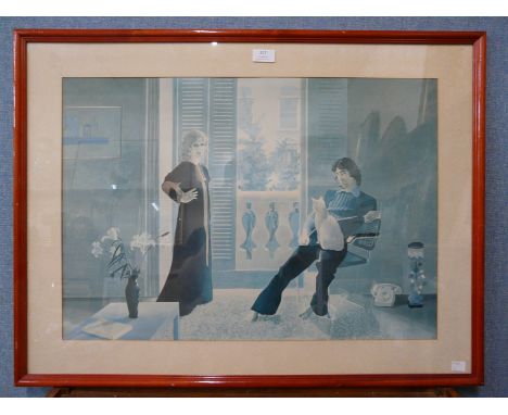 A David Hockney print, framed 