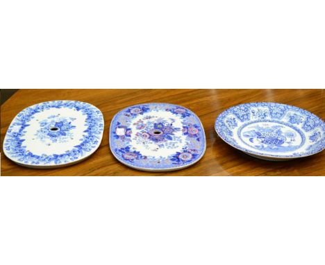 A Spode Imperial Pearlware Drainer, circa 1830, printed and overpainted with flowersprays, printed mark, 37.5cm wide; A Simil