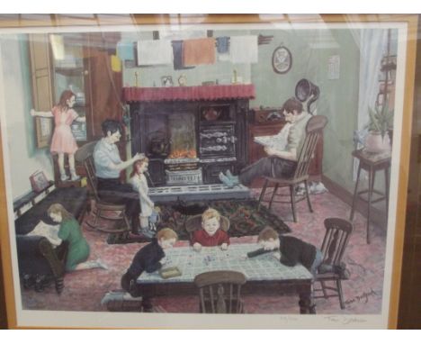 Limited edition signed print, 33/850, "An evening at home" by Tom Dodson with COA.