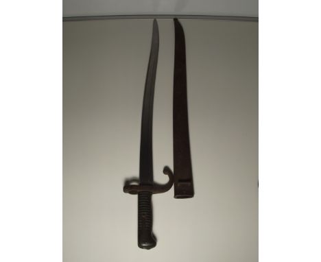 Frensh Chassepot bayonet, correlating serial numbers to scabbard and hilt (P99591), the blade dated 1873, St Ettiene armoury.