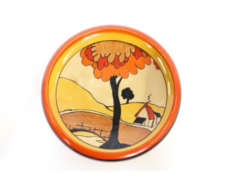 A Clarice Cliff, "House and Bridge" pattern fruit bowl, 28cm dia. 