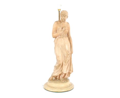 A 1930's plaster classical figure table lamp