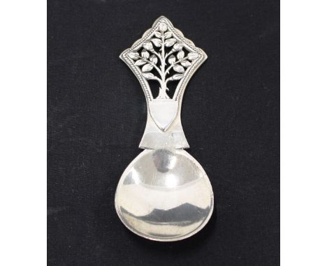 A George V silver Arts & Crafts caddy spoon, by Henry George Murphy, tree of life design handle, London 1932, Falcon mark  