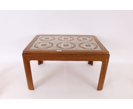 A 1970's G-plan style tile top coffee table, 71cm wide