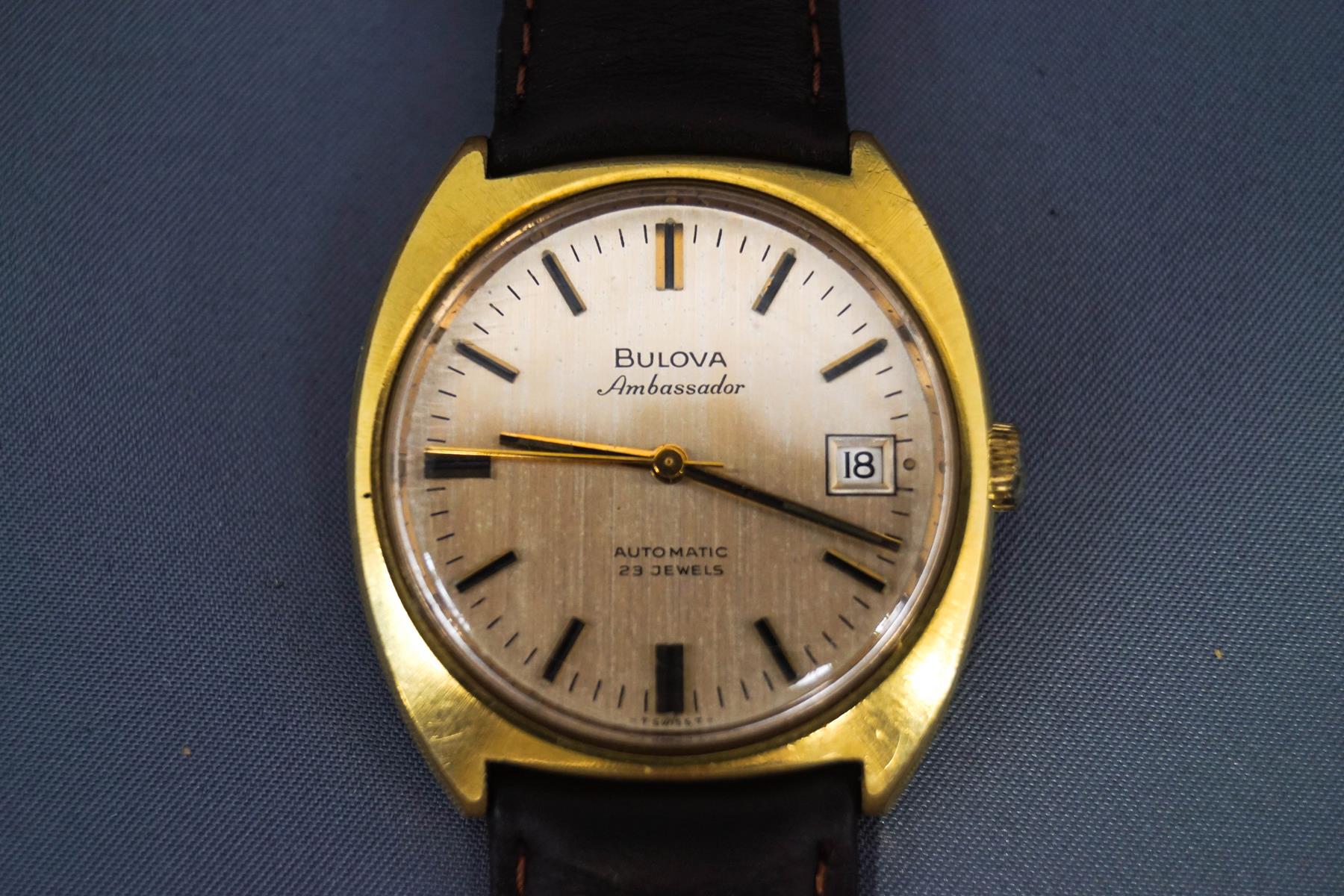 A Bulova Ambassador gentleman's automatic wrist watch, the round dial
