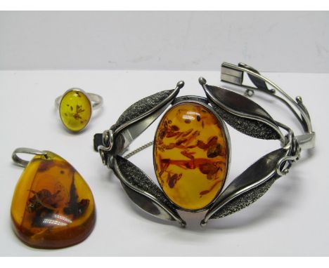 AMBER JEWELLERY, including ring, pendant &amp; bracelet 
