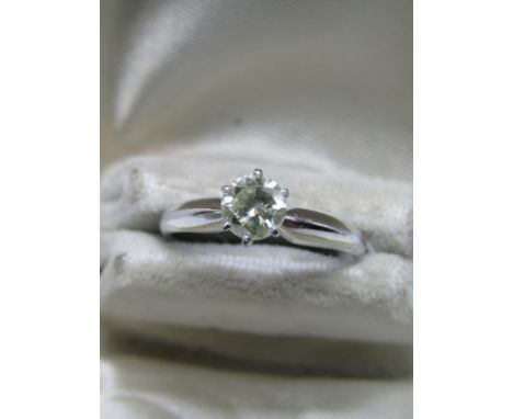 14ct WHITE GOLD DIAMOND SOLITAIRE RING, brilliant cut diamond approx 0.6ct, in 6 claw Tiffany-style setting, size N/O 