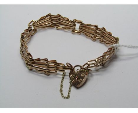 ROSE GOLD 4 BAR GATE BRACELET with padlock clasp, approx 12.2 grams 